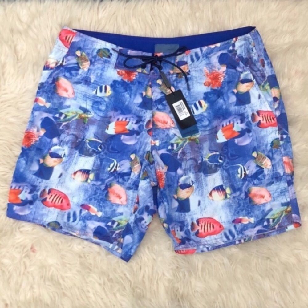 Nautical Fish Print Swim Trunks New Nautical Fish Print Swim Trunks New
